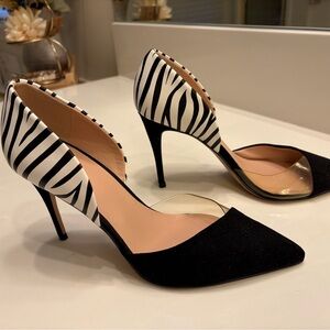 Elegant Zebra Print Black Heels